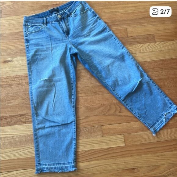 1822 Denim Elise Hybrid High Rise Ankle Straight Leg Release Hem Jean 8/29 blue - Picture 2 of 6